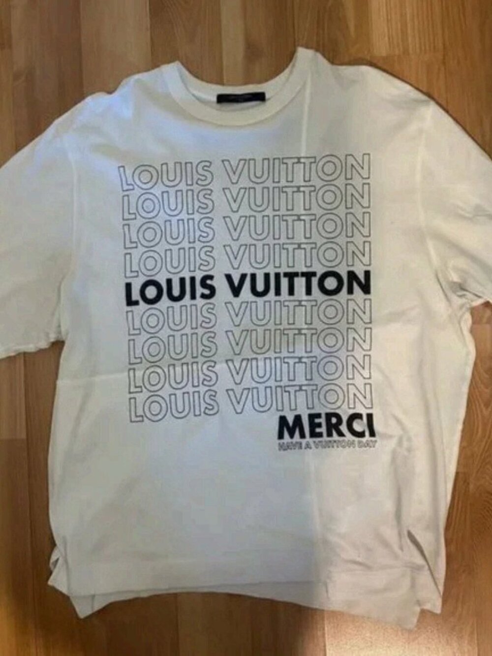 Louis Vuitton Multi Logo Merci White Cotton Short Sleeve